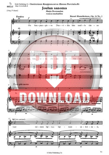 Hannikainen, Ilmari: Joulun sanoma, Op. 26 No. 2