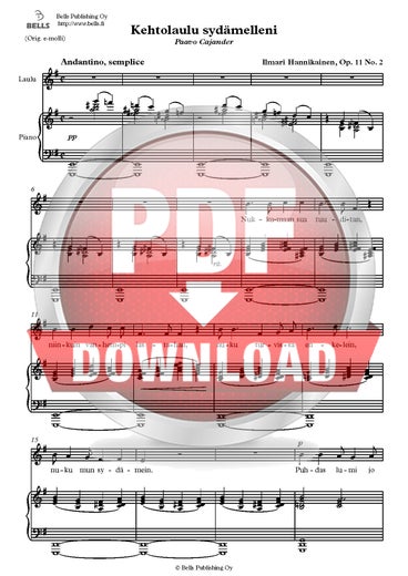 Hannikainen, Ilmari: Kehtolaulu syd&auml;melleni, Op. 11 No. 2